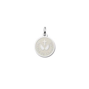 Zilveren Ronde Communiehanger met Kruis en Engelvleugels | Names4ever - hanger zonder ketting