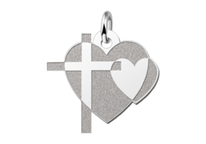 Zilveren Hanger Hart en Kruis — hanger zonder ketting — afbeelding 1