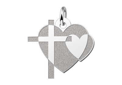 Zilveren Hanger Hart en Kruis — hanger zonder ketting — afbeelding 1