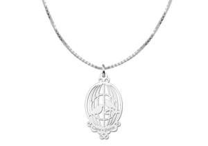 Zilveren hanger vogelkooi | Names4ever - voorbeeld met optionele ketting