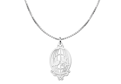 Zilveren hanger vogelkooi | Names4ever - voorbeeld met optionele ketting