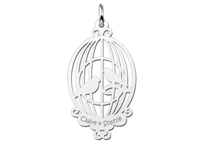 Zilveren hanger vogelkooi | Names4ever - hanger zonder ketting