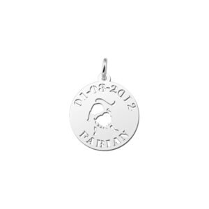 Zilveren Ronde Sterrenbeeldhanger Leeuw met Naam en Datum | Names4ever - hanger zonder ketting