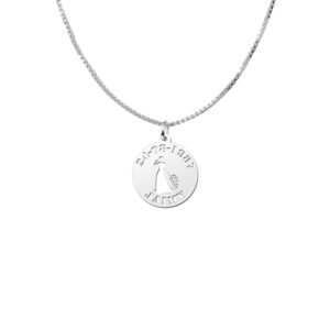 Zilveren Ronde Sterrenbeeldhanger Maagd met Naam en Datum | Names4ever - voorbeeld met optionele ketting