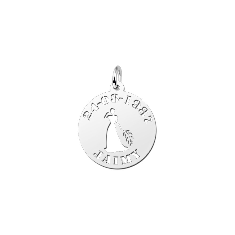 Zilveren Ronde Sterrenbeeldhanger Maagd met Naam en Datum | Names4ever - hanger zonder ketting
