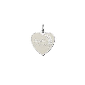 Zilveren Communie Harthanger met Sierlijke Naam en Datum | Names4ever - hanger zonder ketting