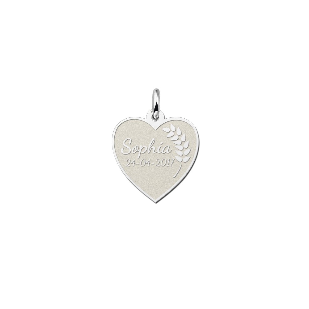 Zilveren Communie Harthanger met Sierlijke Naam en Datum | Names4ever - hanger zonder ketting
