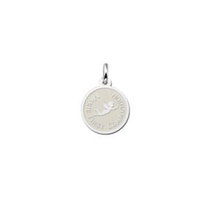 Zilveren Ronde Communiehanger met Engel en Tekst | Names4ever - hanger zonder ketting