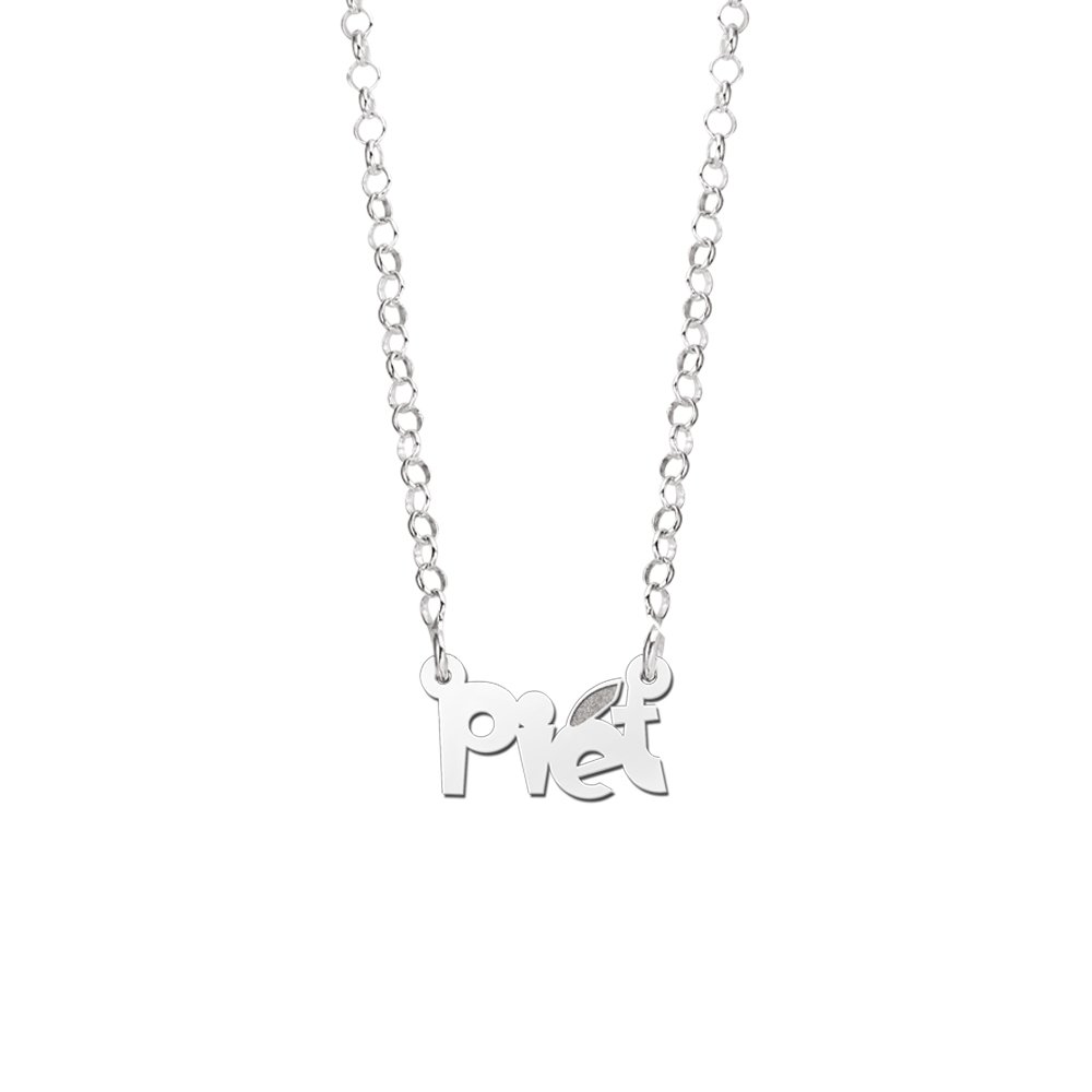 Zilveren Kindernaamketting Piet met Veer | Names4ever - afbeelding 3