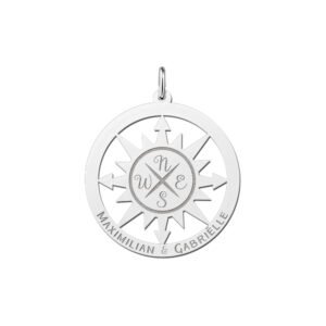 Zilveren kompashanger groot | Names4ever - productvoorbeeld; afgebeelde ketting optioneel