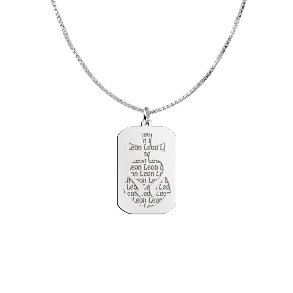 Zilveren naamhanger 2-delig GHL dogtag | Names4ever - voorbeeld met optionele ketting
