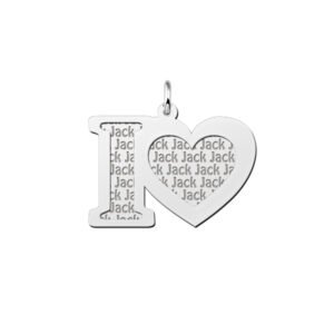 Zilveren naamhanger 2-delig I Love | Names4ever - hanger zonder ketting