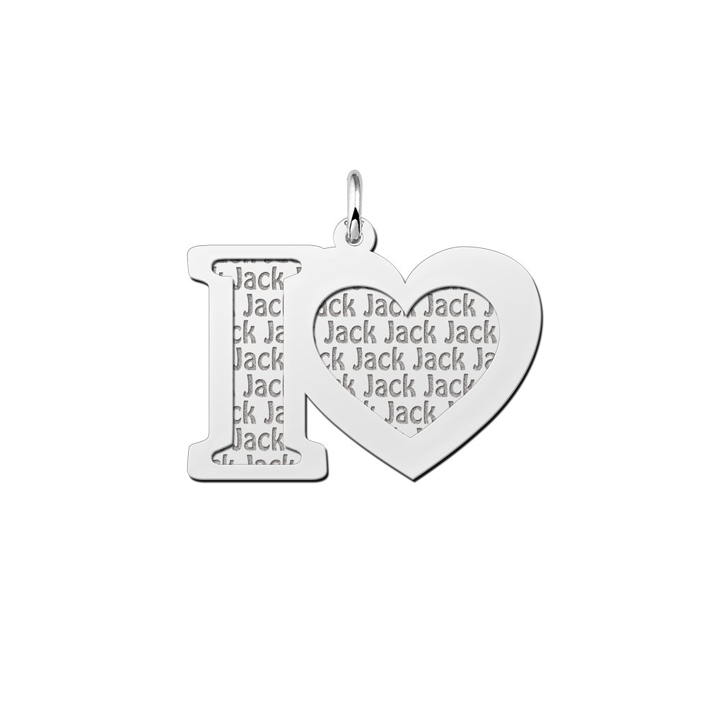 Zilveren naamhanger 2-delig I Love | Names4ever - hanger zonder ketting