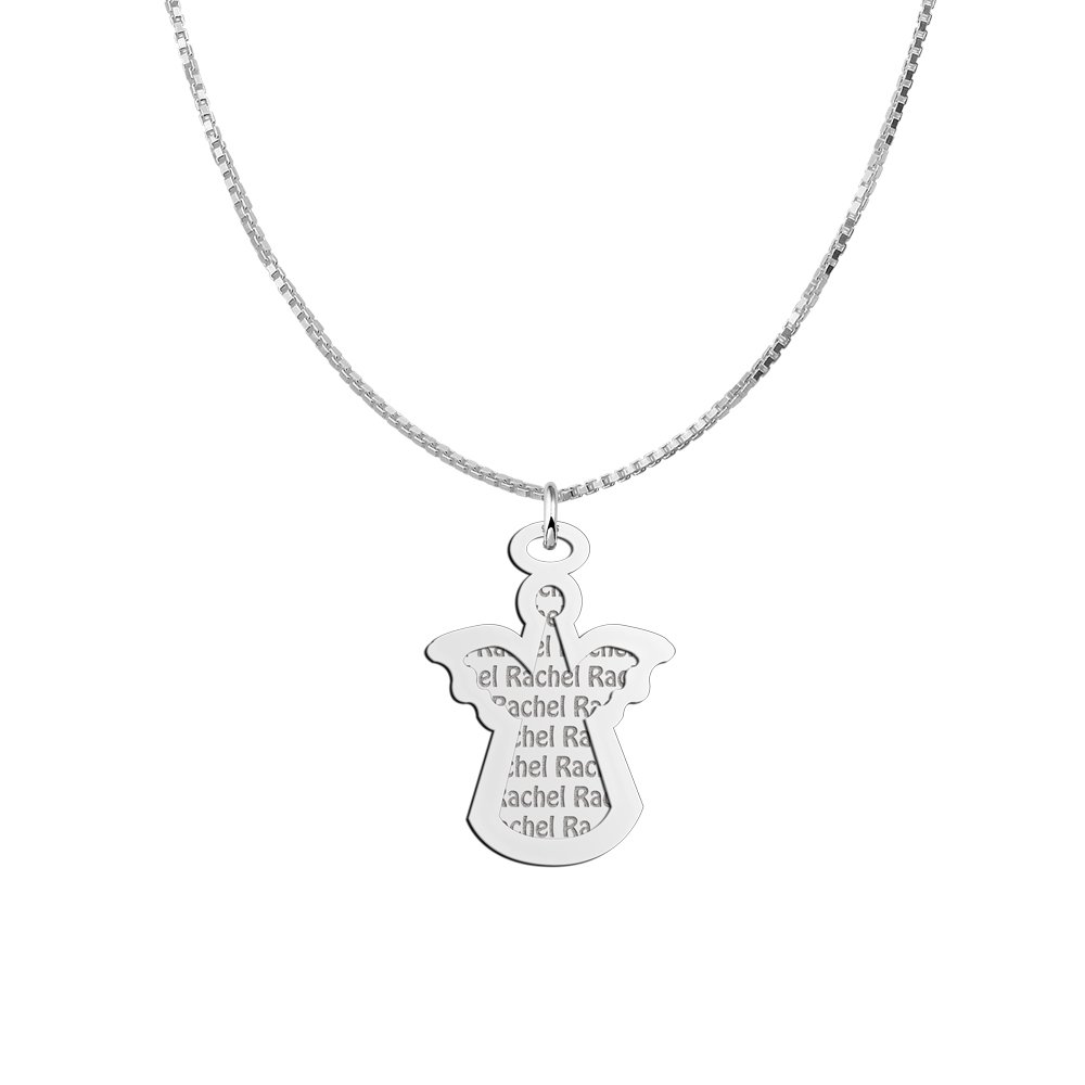 Zilveren naamhanger 2-delig engel | Names4ever - voorbeeld met optionele ketting