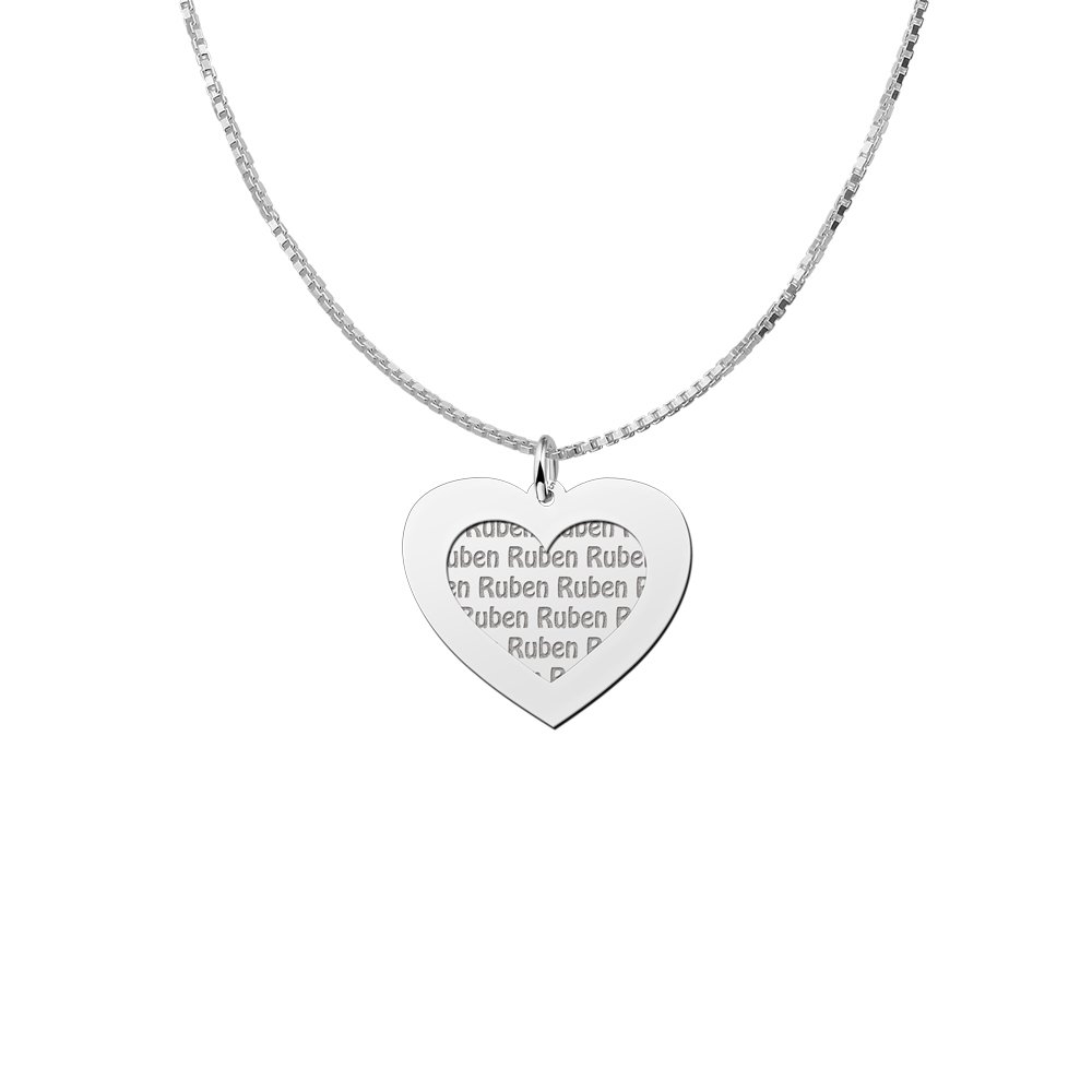 Zilveren naamhanger 2-delig hart | Names4ever - voorbeeld met optionele ketting