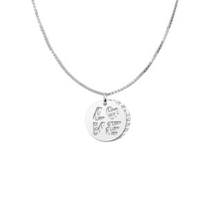 Zilveren naamhanger 2-delig rond Love | Names4ever - voorbeeld met optionele ketting