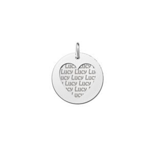 Zilveren naamhanger 2-delig rond hart | Names4ever - hanger zonder ketting
