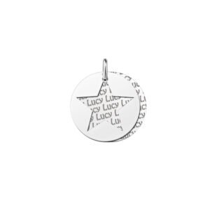Zilveren naamhanger 2-delig rond ster | Names4ever - hanger zonder ketting