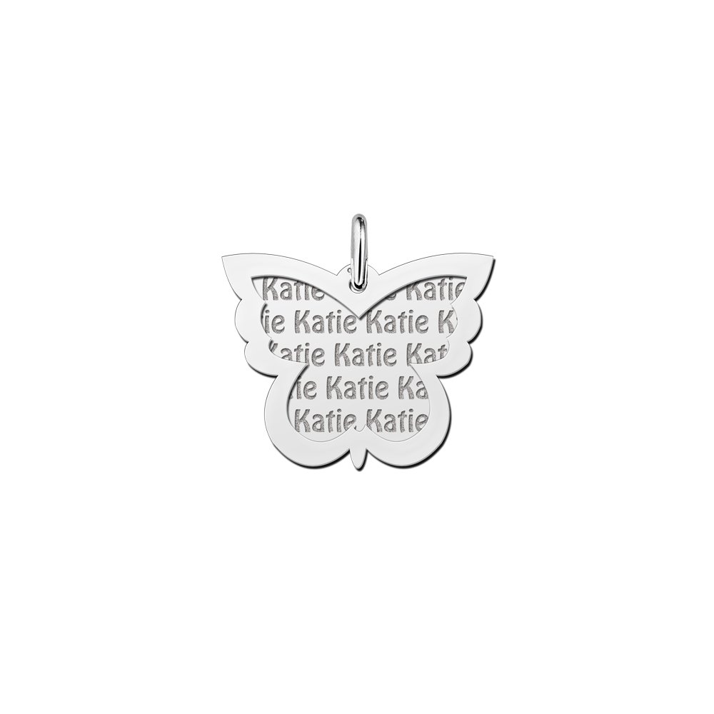 Zilveren naamhanger 2-delig vlinder | Names4ever - hanger zonder ketting