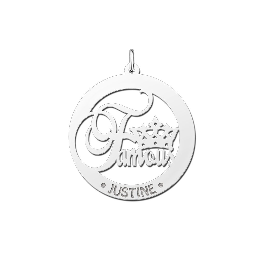 Zilveren naamhanger Famous | Names4ever - hanger zonder ketting