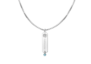 Zilveren naamhanger Horus zirkonia blauw | Names4ever - voorbeeld met optionele ketting