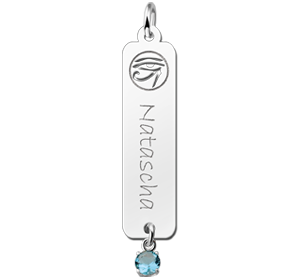 Zilveren naamhanger Horus zirkonia blauw | Names4ever - hanger zonder ketting