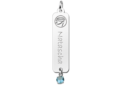 Zilveren naamhanger Horus zirkonia blauw | Names4ever - hanger zonder ketting