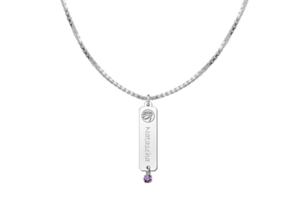 Zilveren naamhanger Horus zirkonia paars | Names4ever - voorbeeld met optionele ketting