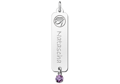 Zilveren naamhanger Horus zirkonia paars | Names4ever - hanger zonder ketting