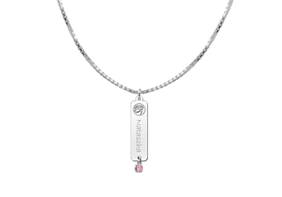 Zilveren naamhanger Horus zirkonia roze | Names4ever - voorbeeld met optionele ketting