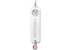 Zilveren naamhanger Horus zirkonia roze | Names4ever - hanger zonder ketting