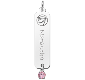 Zilveren naamhanger Horus zirkonia roze | Names4ever - hanger zonder ketting