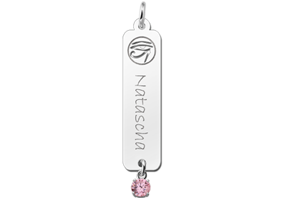 Zilveren naamhanger Horus zirkonia roze | Names4ever - hanger zonder ketting