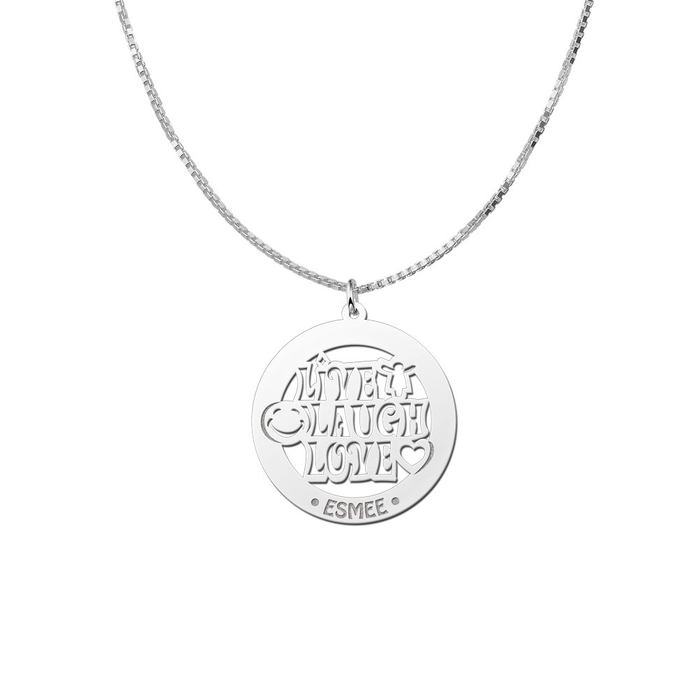 Zilveren naamhanger Laugh 60 | Names4ever - voorbeeld met optionele ketting