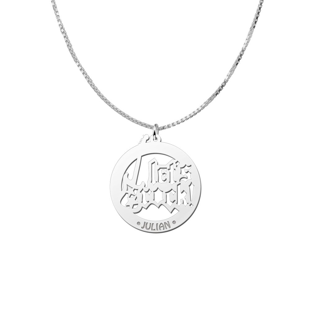Zilveren naamhanger Lets Rock | Names4ever - voorbeeld met optionele ketting