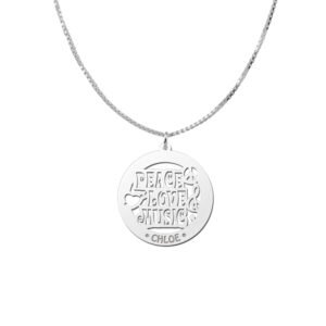 Zilveren naamhanger Music 60 | Names4ever - voorbeeld met optionele ketting