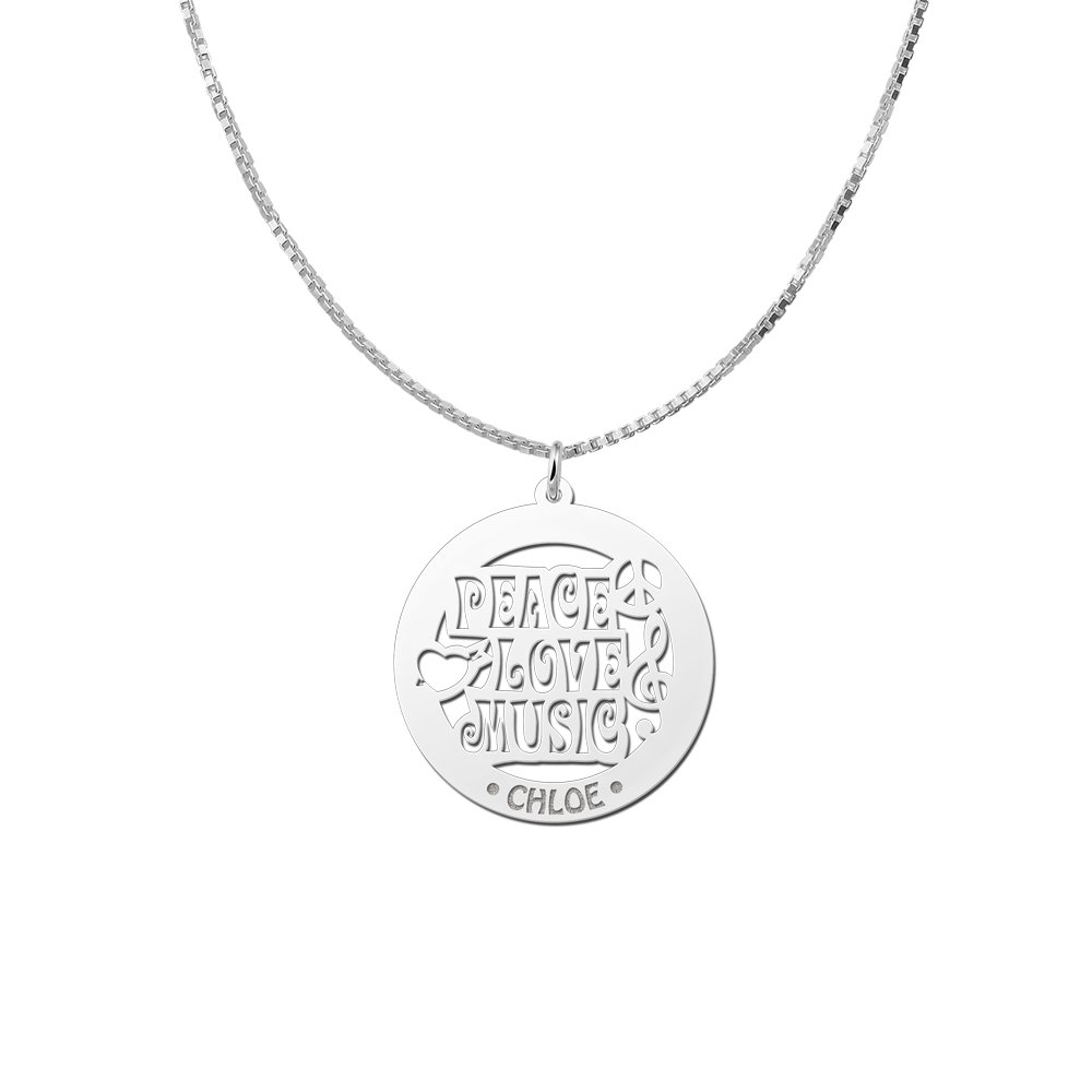 Zilveren naamhanger Music 60 | Names4ever - voorbeeld met optionele ketting