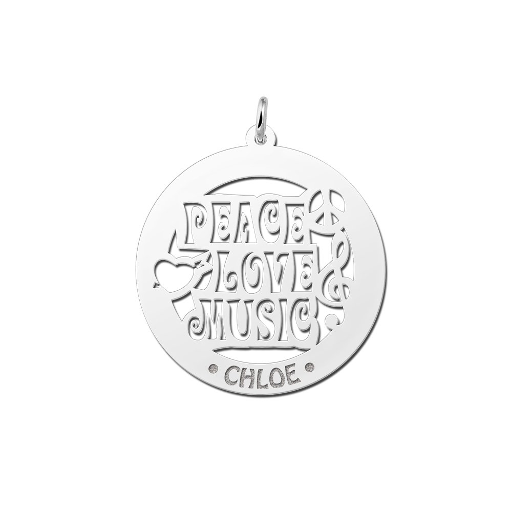 Zilveren naamhanger Music 60 | Names4ever - hanger zonder ketting