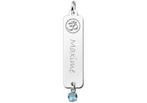 Zilveren naamhanger Ohm zirkonia blauw | Names4ever - hanger zonder ketting