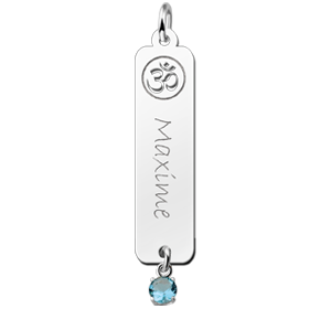 Zilveren naamhanger Ohm zirkonia blauw | Names4ever - hanger zonder ketting
