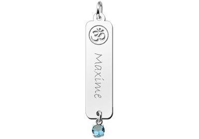 Zilveren naamhanger Ohm zirkonia blauw | Names4ever - hanger zonder ketting