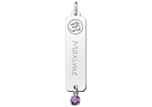 Zilveren naamhanger Ohm zirkonia paars | Names4ever - hanger zonder ketting
