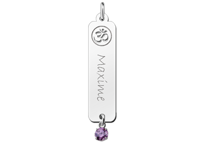 Zilveren naamhanger Ohm zirkonia paars | Names4ever - hanger zonder ketting