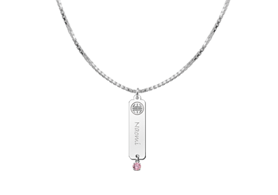 Zilveren naamhanger Shou zirkonia roze | Names4ever - voorbeeld met optionele ketting