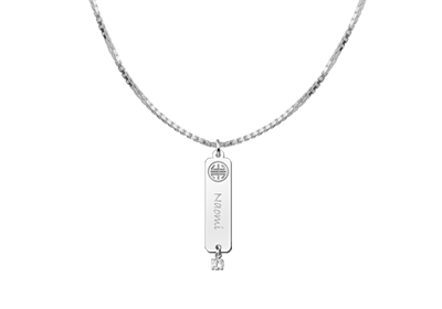 Zilveren naamhanger Shou zirkonia wit | Names4ever - voorbeeld met optionele ketting