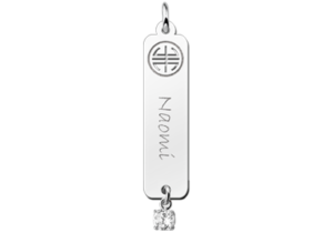 Zilveren naamhanger Shou zirkonia wit | Names4ever - hanger zonder ketting
