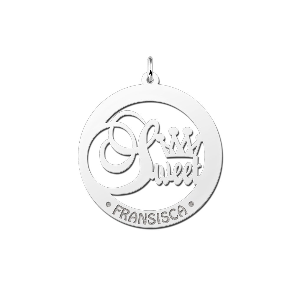 Zilveren naamhanger Sweet | Names4ever - hanger zonder ketting
