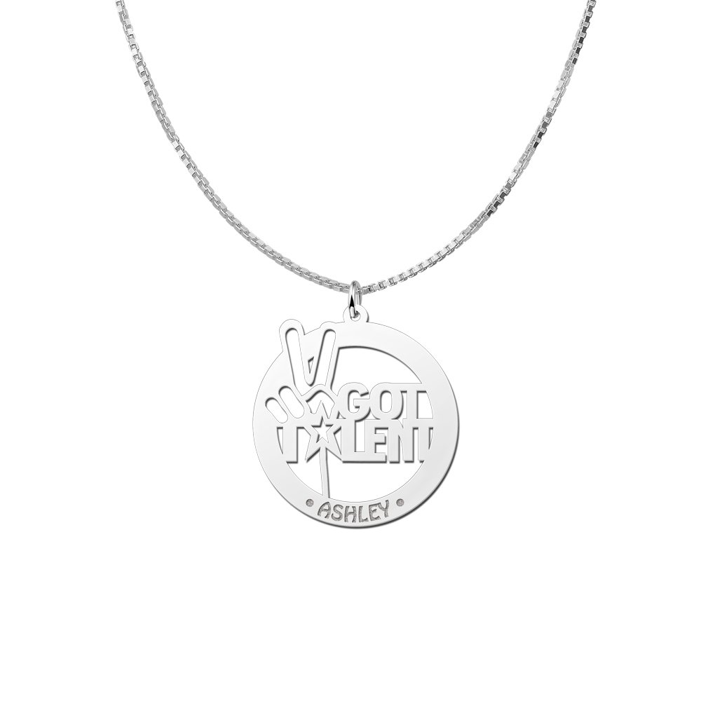 Zilveren naamhanger Talent | Names4ever - voorbeeld met optionele ketting