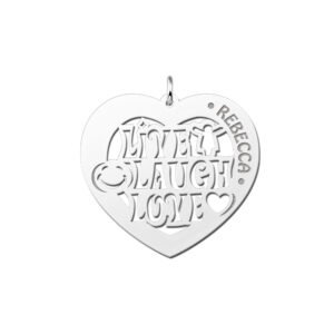 Zilveren hart hanger Love 60 met naam ZNH40