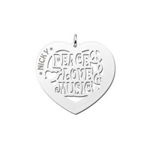 Zilveren naamhanger hart Music 60 | Names4ever - hanger zonder ketting